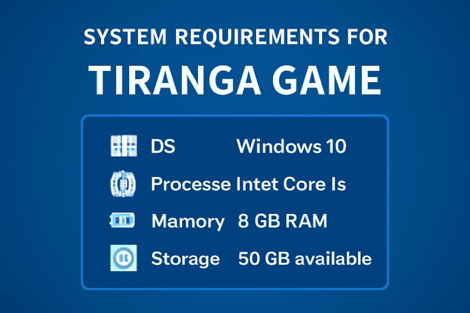 Informational graphic about Tiranga Game system requirements.
